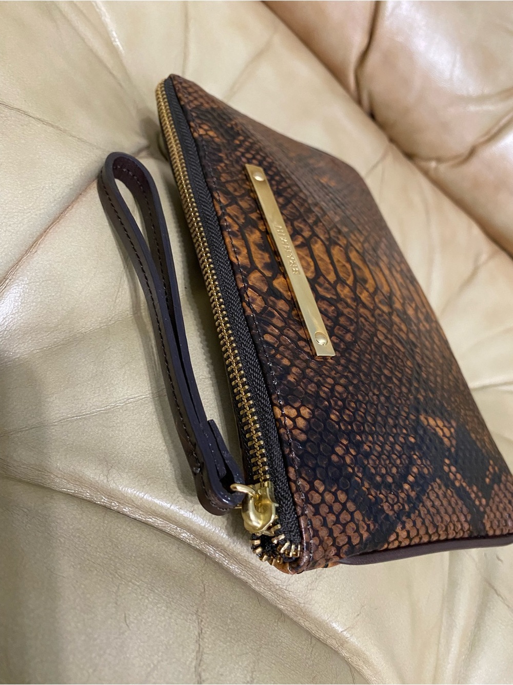 LKNW Brahmin Oversized Clutch Wristlet Wallet Bag Snake Python Tortoise Seville - Picture 5 of 10